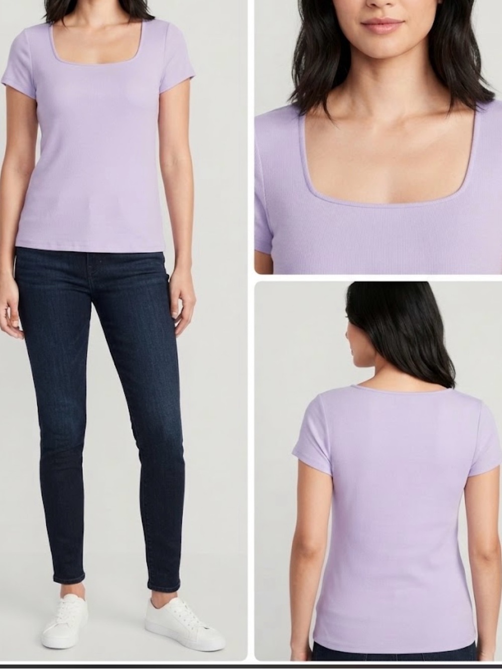 Old Navy Lavender Ribbed Square-Neck Short Sleeve Tee